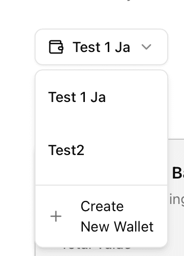 Screenshot of the wallet selector dropdown